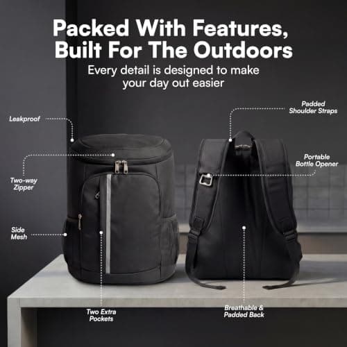 Tydi Insulated Cooler Backpack 30L, Black — view 5