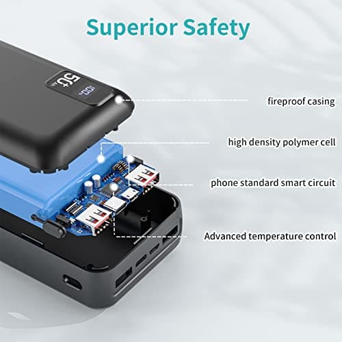 PowerBank 50000mAh large capacity, 22.5W power bank PD20W Fast Charging External Handyakku USB C with LED Display 3 Outputs & 2 Inputs Portable Charger for iPhone16 15 14 13 12 Pro Max — view 6