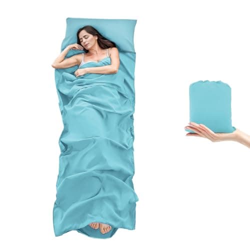 BREENHILL Sleeping Bag Liner, Travel Sheet with Zip, Glacier Blue 80cm