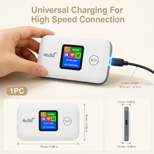 Portable 4G/5G LTE WiFi Router Portable with SIM Card Slot Wifi Travel Router Pocket 4G Internet Hotspot Up To 10 Users 3000mAh Battery for Travel Phone Computer Laptop — view 6