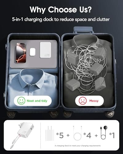 5 in 1 Retractable Phone Charger 65W USB C Charger 3 Port PD Power Adapter — view 6