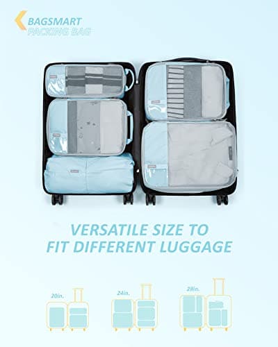 BAGSMART 6pcs Compression Travel Packing Cubes for Suitcases Backpack — view 3