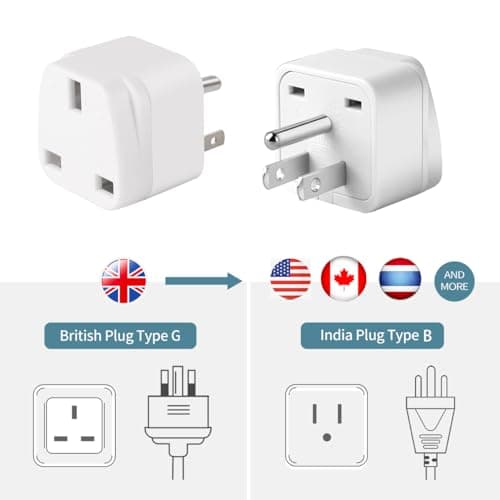 LUKELI 4 Pack UK to USA Plug Adapter - Type B Travel Adapter-(White 4 Pack) — view 3
