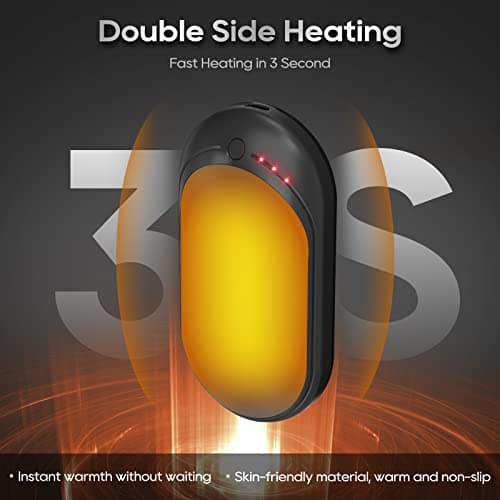 Hand Warmers Rechargeable, 5200 mAh Electric USB Hand Warmer Power Bank, Portable Double-Sided Hand Heater with 3 Heat Settings from 95-131℉, Great Gift for Women Men, Hiking Camping, 1 Pack — view 3