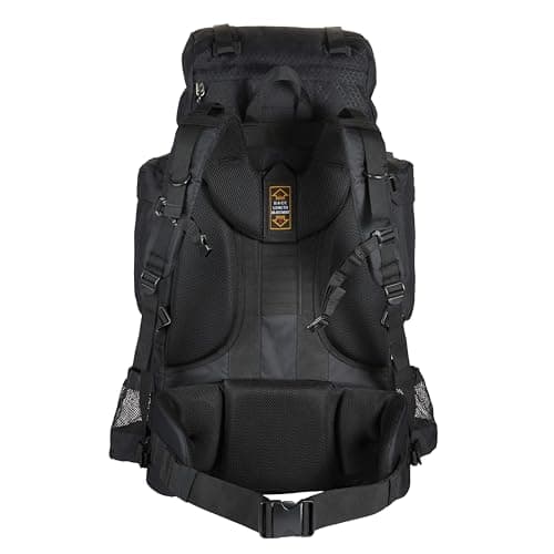 Amazon Basics Internal Frame Waterproof Hiking Backpack Rucksack with Rainfly, 75 L, Black — view 5