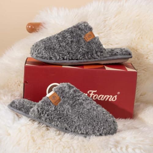 EverFoams Women's Fuzzy Slippers Memory Foam Warm Shoes Light Grey, 9-10 UK — view 3