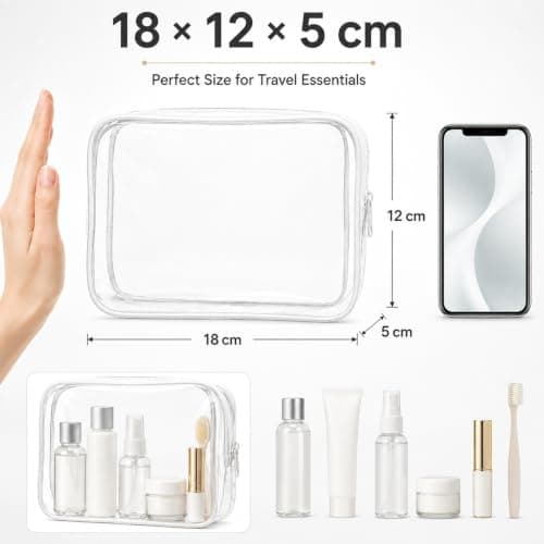 Clear Toiletry Bag, White, M Size — view 2