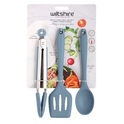 Wiltshire Silicone Mini Kitchen Tongs, Serving Spoon & Turner Set of 3 Blue — view 5