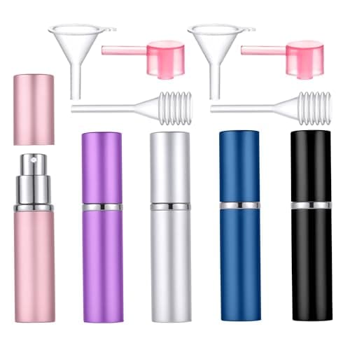 Yikimyfo 5 Pcs Mini Refillable Perfume Bottle Travel, 6ml/0.2oz Portable Travel Perfume Atomizer Cologne Sprayer Empty Perfume Spray Bottle for Traveling and Outgoing