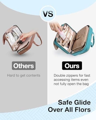 BAGSMART Toiletry Bag Hanging Travel Makeup Organizer with TSA Approved Transparent Cosmetic Bag Makeup Bag for Full Sized Toiletries, Medium-Teal — view 6