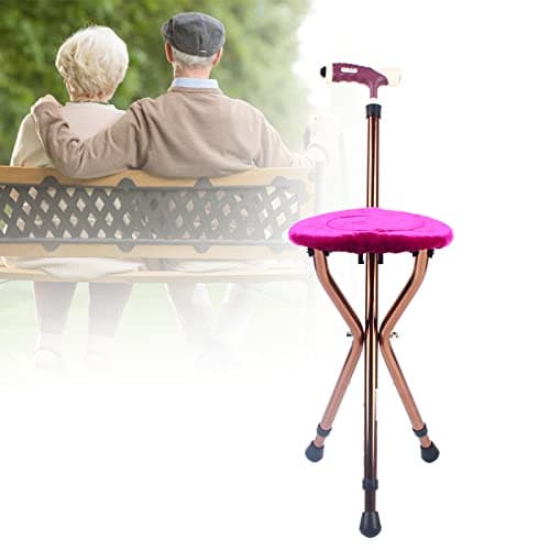 Walking Stick With Seat Foldable Portable Folding Walking Cane Chair Stool Walking Stick Height Adjustable Stick Chair Cane For Seniors And Elderly Disabled — view 3
