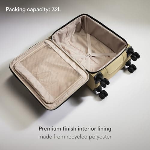 ANTLER - Soft Stripe 2.0 Cabin Suitcase - easyjet Compatible Bag 55x35x20 - Adjustable Handle, 4 Spinner Wheels, Lightweight, TSA Lock - Recycled Polyester Luggage - Sand Yellow — view 5