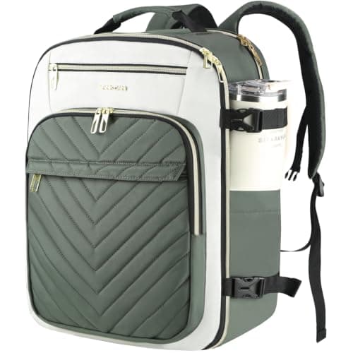 VANKEAN 40L Laptop Backpack Women Laptop Bag BEIGE-ARMY GREEN