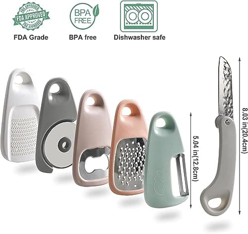 6‑Piece Stackable Kitchen Gadgets Set, Stainless Steel — view 2