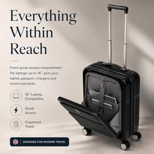 Aerolite 55x40x20 Expandable Cabin Suitcase with Front Laptop Compartment — view 2