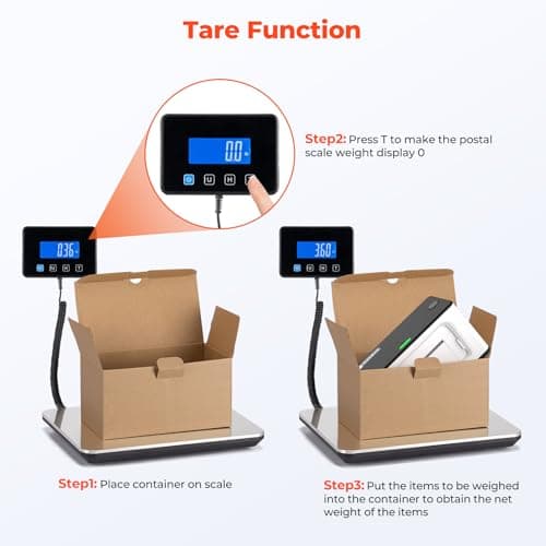 MUNBYN Shipping Scale, 200kg/440lb/1.8oz Digital Postal Scale for Packages with Hold/Tare Function, Backlit LCD, Battery & Cable Included, Postage Scale for Small Business,Packages,Luggage,Home Use — view 5