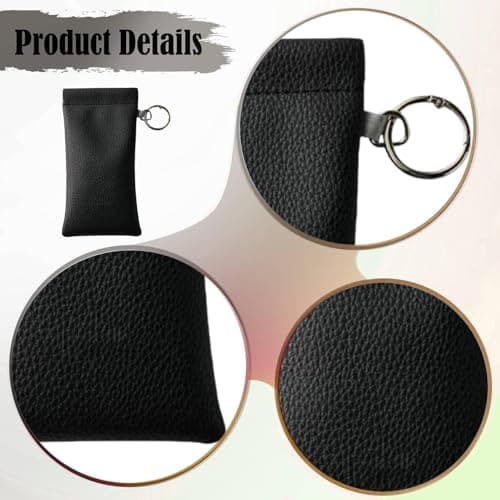 YWMJZEU Sunglasses Pouch Eyeglasses Case Glasses Bag Storage Organizer Faux Leather Water Resistant Compression Resistant with Lanyard Suitable for Commute Ba, black — view 2