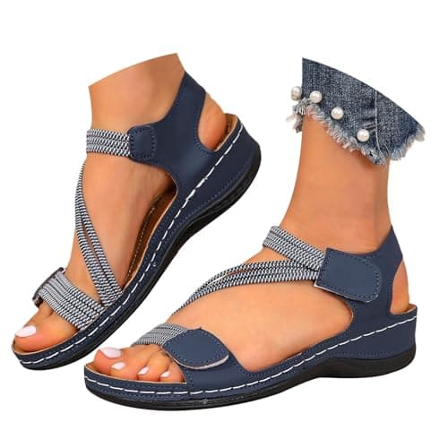 Womens Orthopedic Walking Sandals, Comfortable Lightweight Arch Support Sport Casual Sandals Cross Strap Adjustable Slides for Outdoor Beach Travel Summer Size 6.5 — view 2