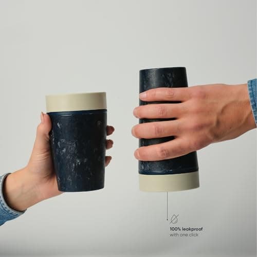 Circular&Co 12oz / 340ml Reusable Coffee Cup – Made from Recycled Fabric Waste – Leakproof, Lockable Travel Mug, BPA Free – Ecru – Made in the UK — view 5