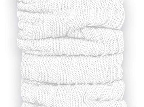 Ateena Wool Knit Long Leg Warmers for Women and Girls, Ankle Cuffs Heaters, Max Calves Circumference -17.6" (L/XL) Length-23.6", White — view 2