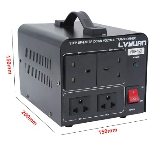 LVYUAN 1500VA 220V 110V Step Up & Step Down Voltage Transformer Converter UK to US Dual 110V & 220V outlets — view 4