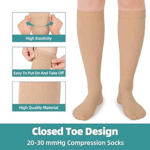Evolyline 2 Pairs Medical Compression Socks for Women & Men 20-30 mmHg — view 4