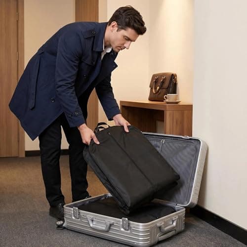 2 Pack Premium Suit Bags for Men & Women, Black Garment Bags with Handles & Full Zipper, Breathable Dust Covers for Clothes Storage Travel, Foldable Suit Carrier for Coats, Dresses Jackets (2) — view 5