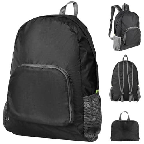 Ultra Lightweight Rucksack Small Backpack Foldable Compact Daypack, Black