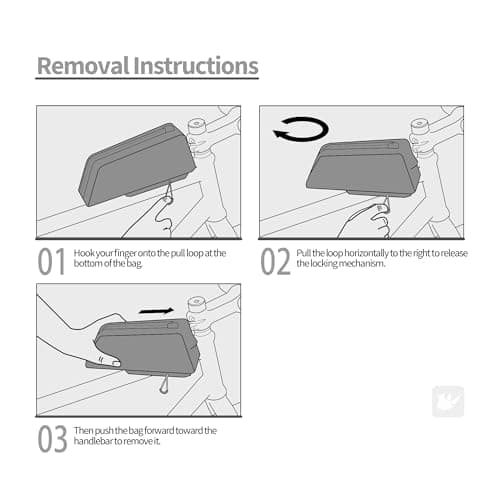 Rhinowalk Bike Top Tube Bag Bike Frame Bag 1L Fully Waterproof and Stable Quick Release Bicycle Frame Bag Bicycle Bag Professional Cycling Accessories for Mountain Road Bike-Black — view 6