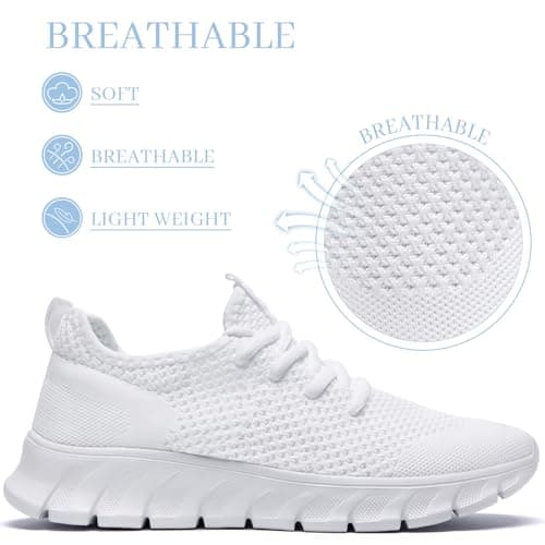 White Trainers Men Women Running Shoes Slip On Gym Sports Size 6 UK — view 3