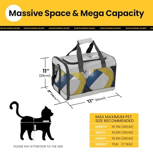 Conlun Cat Carrier Airline Approved, Soft-Sided Dog Carrier with Inner Safety Leash, Pet Transport Carrier for Small-Medium Cats Puppies up to 7KG, Collapsible Travel Kitten Carrier Bag,Grey(M) — view 2