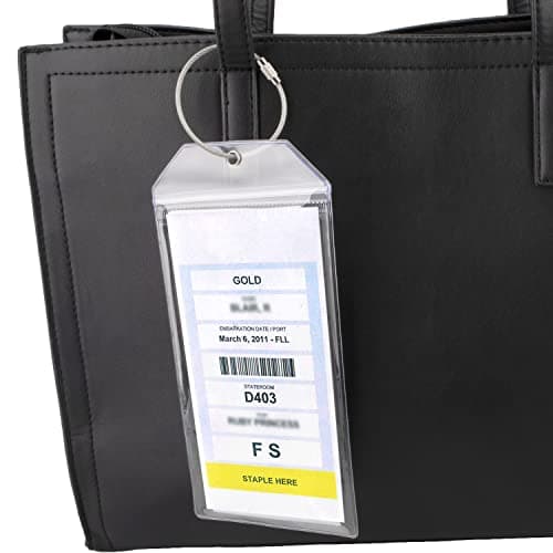 Temlum 8 Pcs Cruise Luggage Tags Holder with Zip Seal & Steel Loops, Waterproof Clear Luggage Tags Cruise Accessories (19.2 x 8.9 cm) — view 6