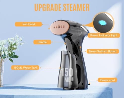 OLAYMEY Clothes Steamer Handheld 1600W, 25g Jet Steam, 30s Fast Heat — view 2
