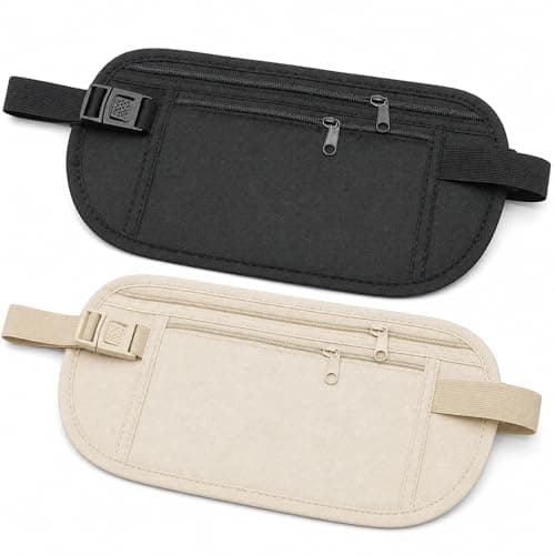 RFID Blocking Money Belt, Slim Hidden Travel Waist Pack for Passport