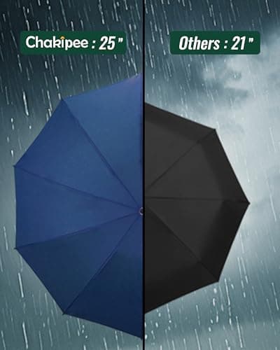 Chakipee Umbrella Windproof Strong Blue Automatic Travel Compact Large Folding Umbrellas for Wind and Rain Resistant - Portable 210T Fabric - 10 Ribs Durable For Mens Women Umbrella — view 3