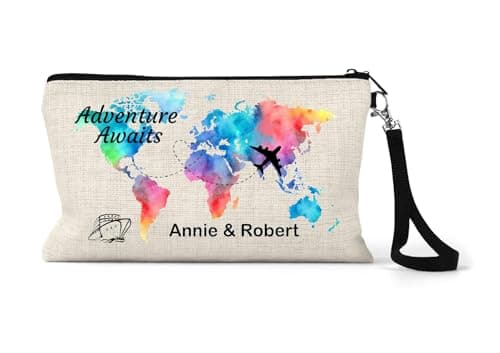 TM THREADS Personalised Passport Holder, Passport Organiser, Passport Wallet, Passport Bag, Document Holder, Travel Wallet, Holiday Organiser Bright World Map — view 3