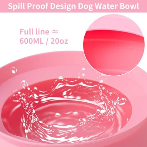 SLSON Non Spill Dog Water Bowl for Car Collapsible Dog Travel Bowl Integrated Molding Portable Pet Drinking Bowl for Road Trip (Peach Pink) — view 2