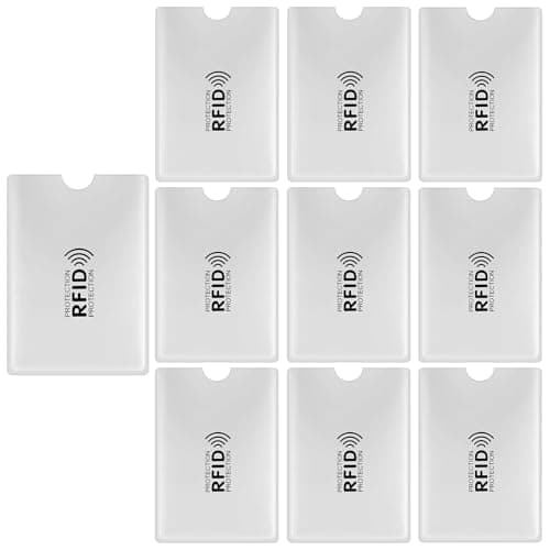 DiULi RFID Card Holder,10PCS RFID Blocking Card Sleeves for Women Men, Anti-Theft NFC Blocker Sleeves for Debit Cards, Passport & ID Protection, Secure Holder for Wallets & Travel,Silver
