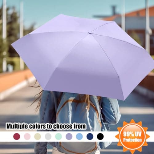 FANSEZQ Sun Umbrella, Mini Travel Umbrella With Case Small Compact Protection Sun Lightweight Tiny Pocket Umbrella — view 4