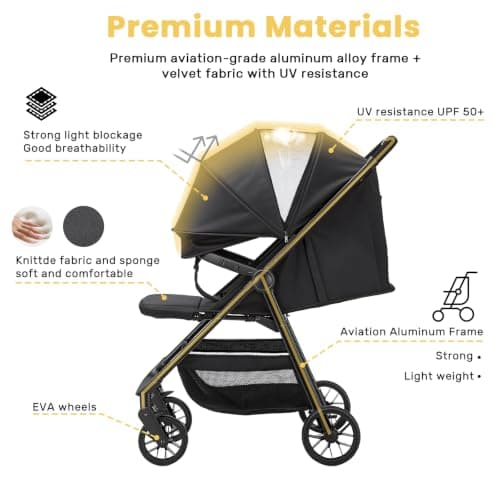 UBRAVOO Baby Stroller for Toddlers with Reclining Seat,Ultra Compact Stroller with Large Storage Basket, Canopy, Parent Handle, Lightweight Push Chair for Travel Buggy and More — view 6