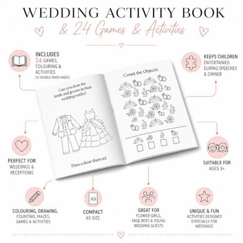 Hartscraft Kids Wedding Activity Book – A5 Children’s Colouring Book with 24 Wedding Games, Puzzles, Mazes, Drawing & Fun Activities for Flower Girls & Page Boys — view 3
