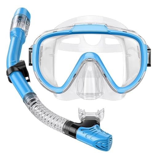 Lealinga Snorkel Set Adult Kid Panoramic View Snorkel Mask with Travel Bag