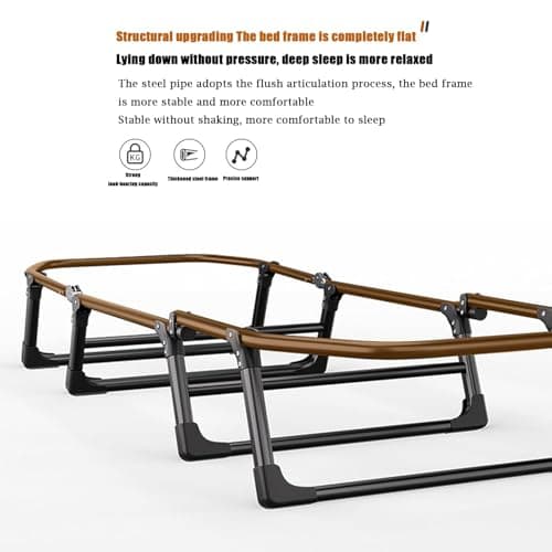 Camping Bed for Adults with Mattress, 6-Position Adjustable, 300kg Load — view 4