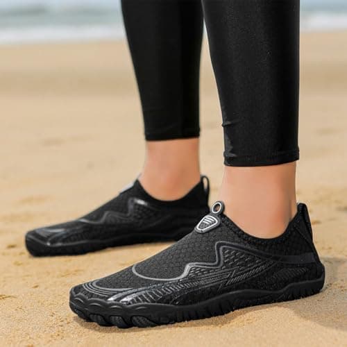 Lightweight Water Shoes for Hiking Walking Beach Outdoor Water Sports Adventure for Wo Quick Dry Non Slip Comfort Fit Black — view 3
