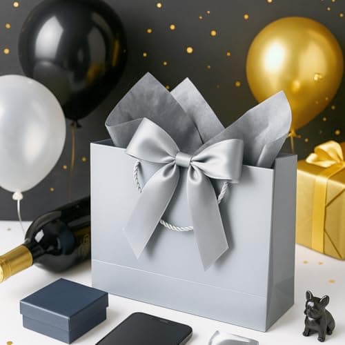BBLIKE Medium Gift Bags for Present - 2 Pcs Birthday Gift Bag with 4 Wrappers and 2 Cards, Luxury Paper Bags with Handles for Girls Boys Wedding Party Christmas Valentines Bridesmaid (Brown Silver) — view 3