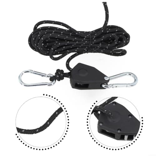Adjustable Tent Rope, 4M Lifting Pulley System With Carabiner, Stainless Steel And Nylon Hanger For Camping Tents, Awnings, Canopies, Backpacks(Black) — view 6