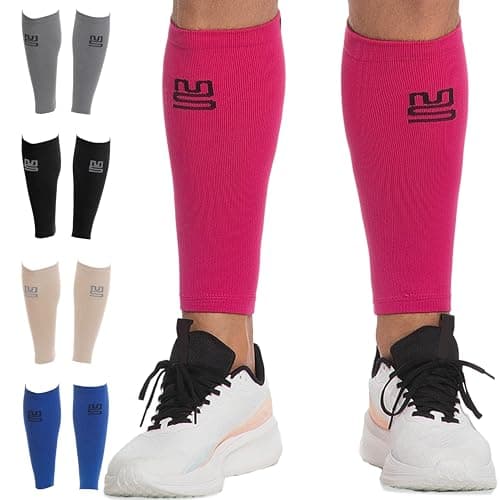 Modetro Sports Calf Compression Sleeves for Men Women - 20-30mmhg Shin Splints Support - Calf Support Pink SM