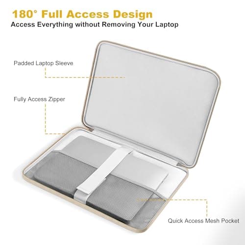 DOMISO 14 Inch Laptop Sleeve with Handle, Water-Resistant Shockproof Protective Case for 14" MacBook Pro/Air M2/M3, HP, Lenovo, Dell, ASUS, Acer, Chromebook,Beige — view 5