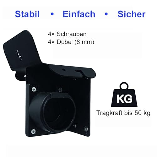 EGNIO Type 2 EV Charger Cable Holder, Padlock Lockable Wall Mount Holder for Electric Car with Type2 IEC 51296-2 Plugs Wall Box Charging Station Anti-theft Protection Design for Cable — view 4