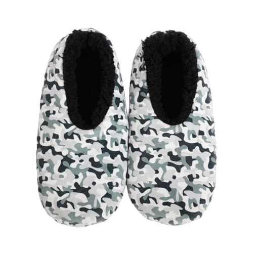 Splosh Men's Camo Slippers - X-Large adult camo slippers with a fun design to keep you warm in soft, comfy and fluffy mens slippers. Machine washable with anti slip soles. Dad Gifts.